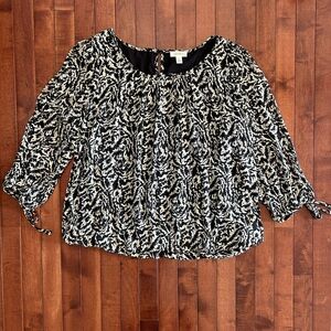 Tamara Black and White Print Bubble Blouse Size 1X